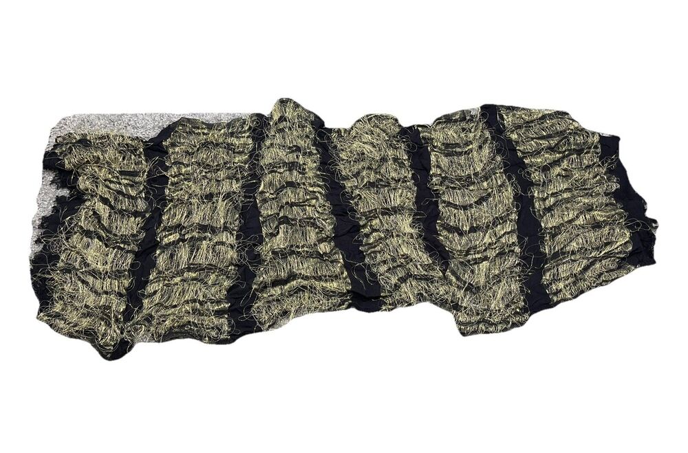 Women Scarf Solid Black Gold Size 24in X 60in Metallic Viscose Polyester